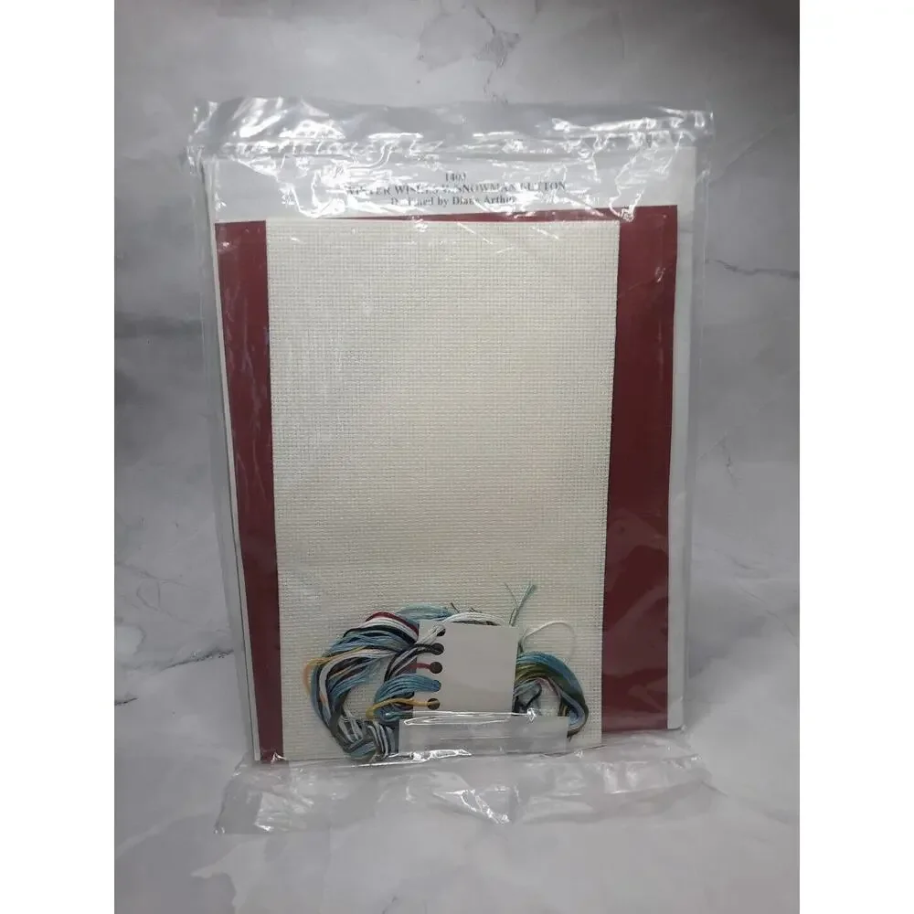 Imaginating Counted Cross Stitch Kit 1403K Winter Wishes w Snowman Button